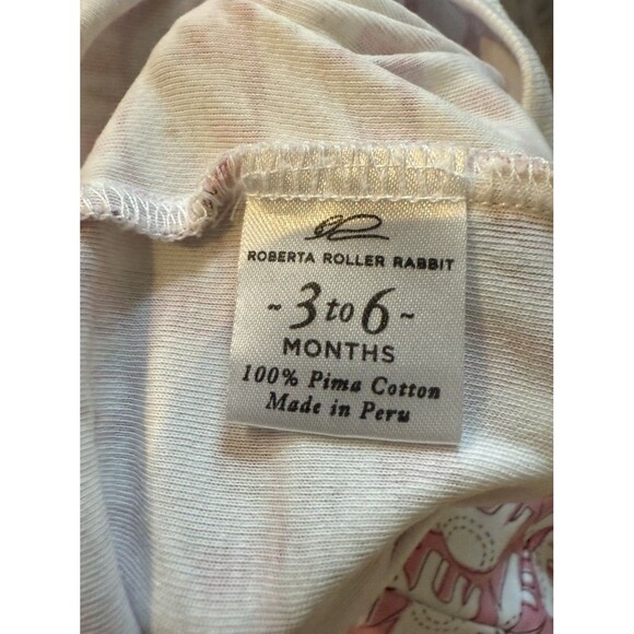 Roberta Roller Rabbit Pink "Hathi Elephant" Soft Pima Cotton Footie Sleeper 3-6m - Picture 7 of 10